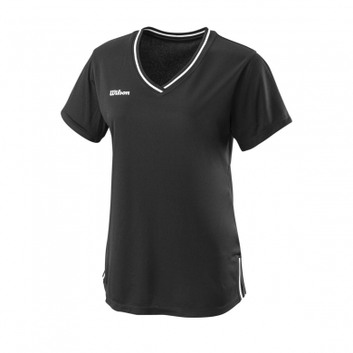 Koszulka tenisowa Wilson V-Neck Team II czarna damska